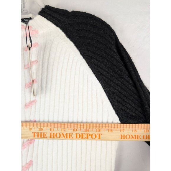 Central Park West Sweater Womens Small Black/White Bobbie Whipstitch Mock Neck - Picture 5 of 7